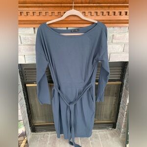 Elegant Long Sleeve Dress in Slate Blue